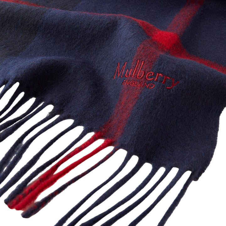 Club21 - Mulberry - Small Check Merino Wool Scarf Night Sky & Lancaster Red Merino Wool - SCARVES - Nightsky-Lancasterre