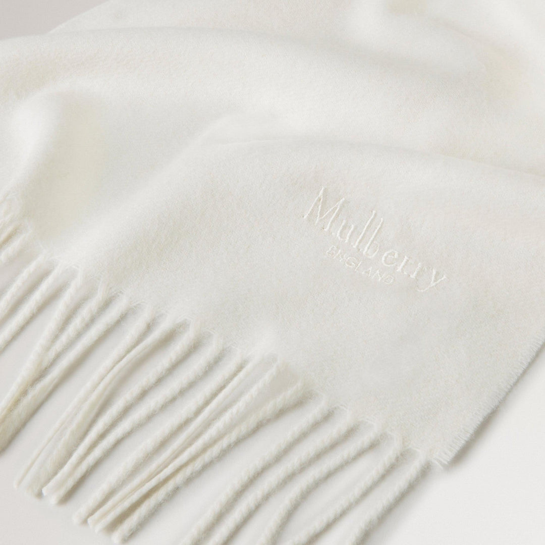 Club21 - Mulberry - Small Solid Merino Wool Scarf Cream Merino Wool - SCARVES - Cream
