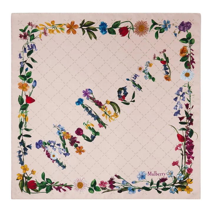 Club21 - Mulberry - Wild Floral Square Blossom Pink Silk Twill - SCARVES - Pink