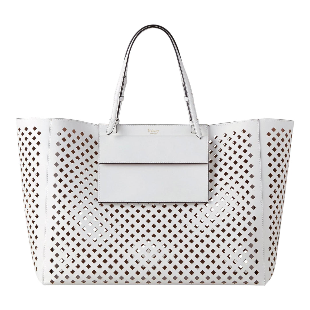 Club21 - Mulberry - Xl Perforated Tote White Perforated Leather - LARGE TOTES - White