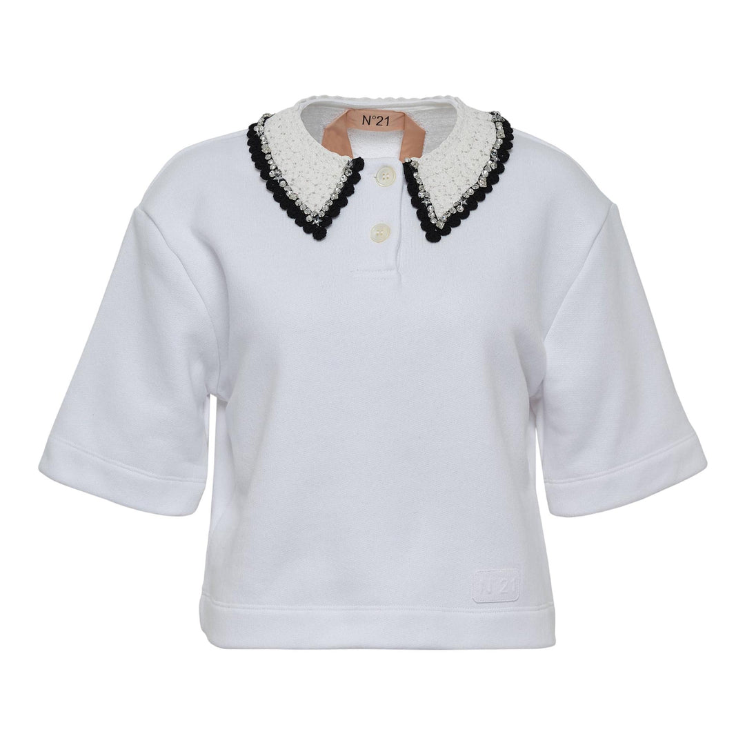 Club21 - N21 - Cotton Polo Sweat Top - POLOS - White