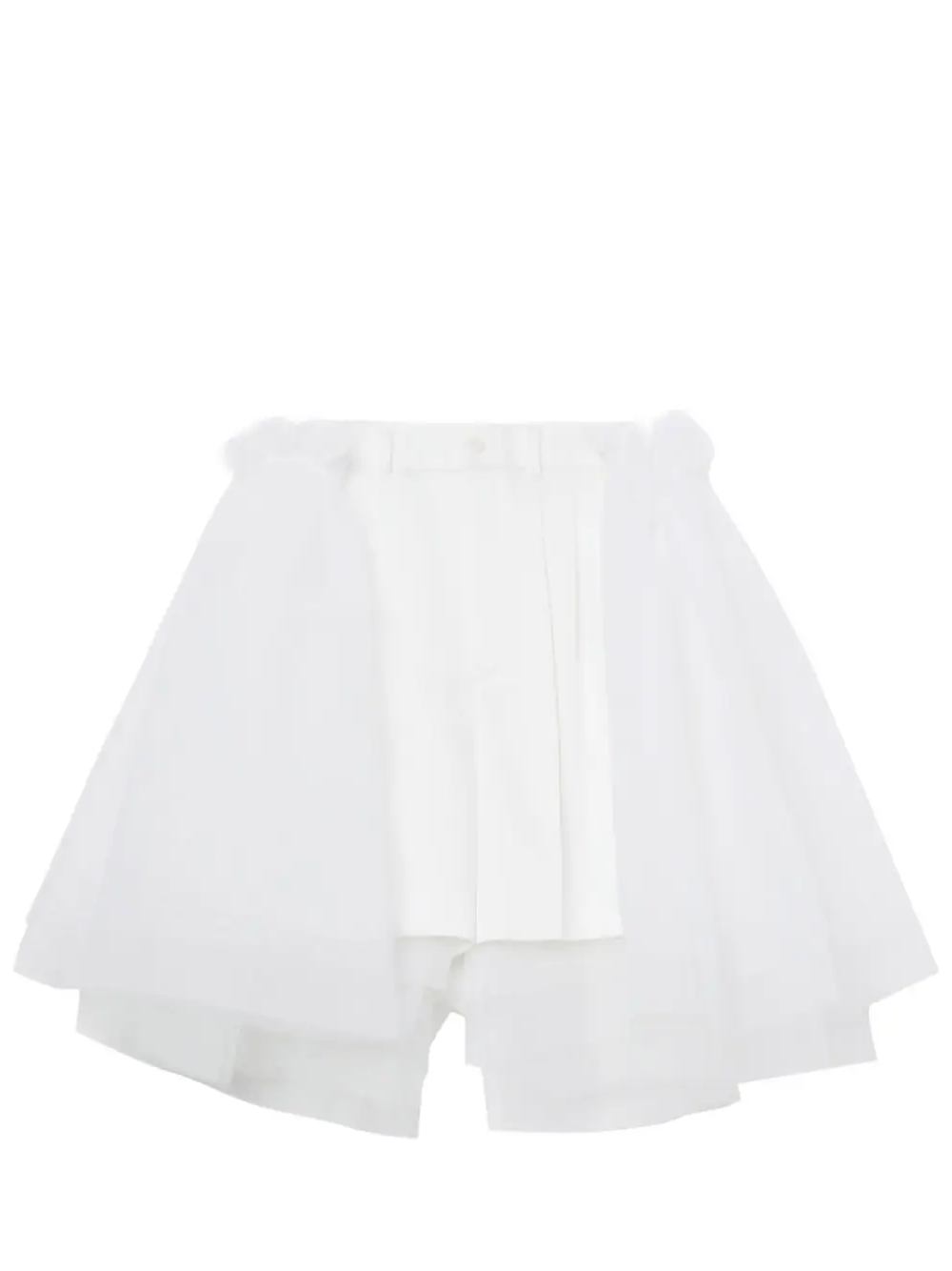 NOIRKEININOMIYA_PolyesterSatinXNylonTulleShorts_White