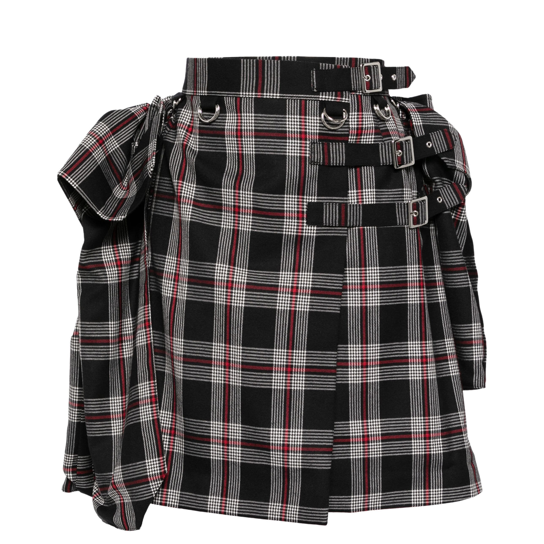 Noir_Kei_Ninomiya_Check_Pattern_Wool_Gabardine_Skirt_Black