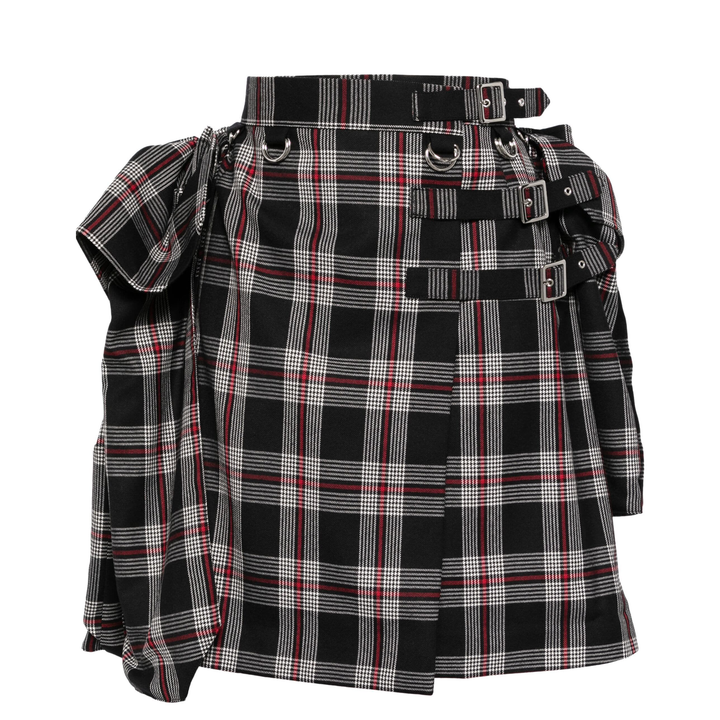 Noir_Kei_Ninomiya_Check_Pattern_Wool_Gabardine_Skirt_Black