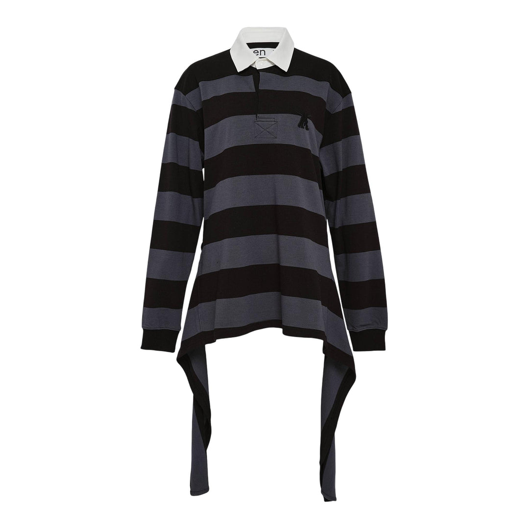 Club21 - OPEN YY - Stripe Trim Rugby Shirt - POLOS - Charcoal