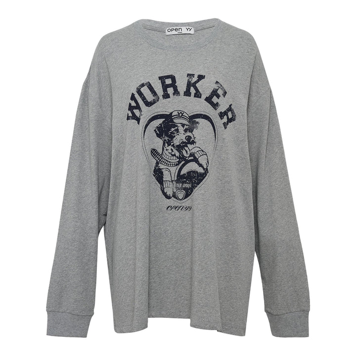 Club21 - OPEN YY - Worker Pet Club Long Sleeve Sweatshirt - SWEATSHIRTS - Light Grey