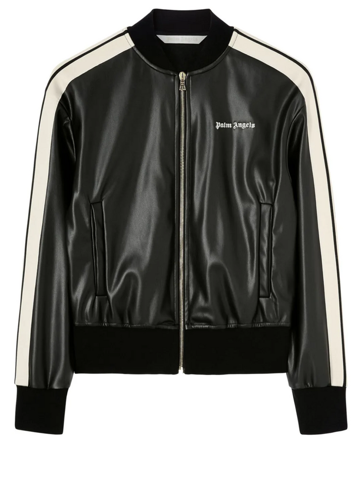 Leather Effect Track Bomber Jacket