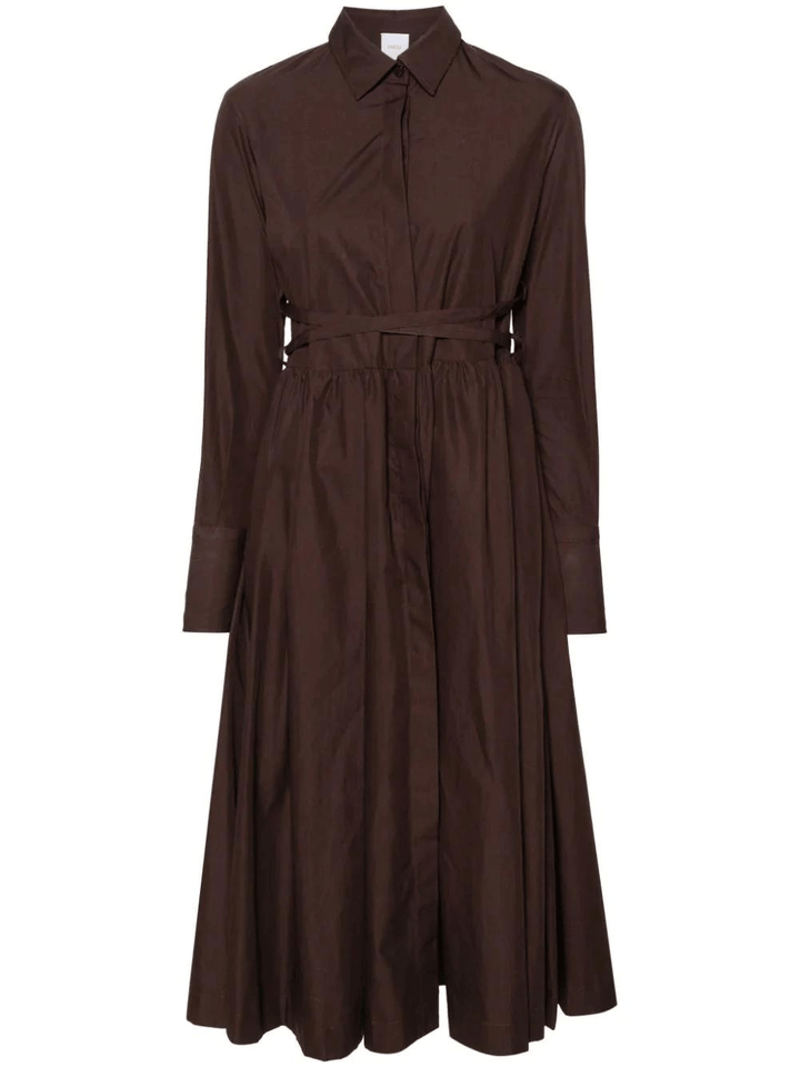 Patou-Long-Pleated-Shirt-Dress-Brown-1