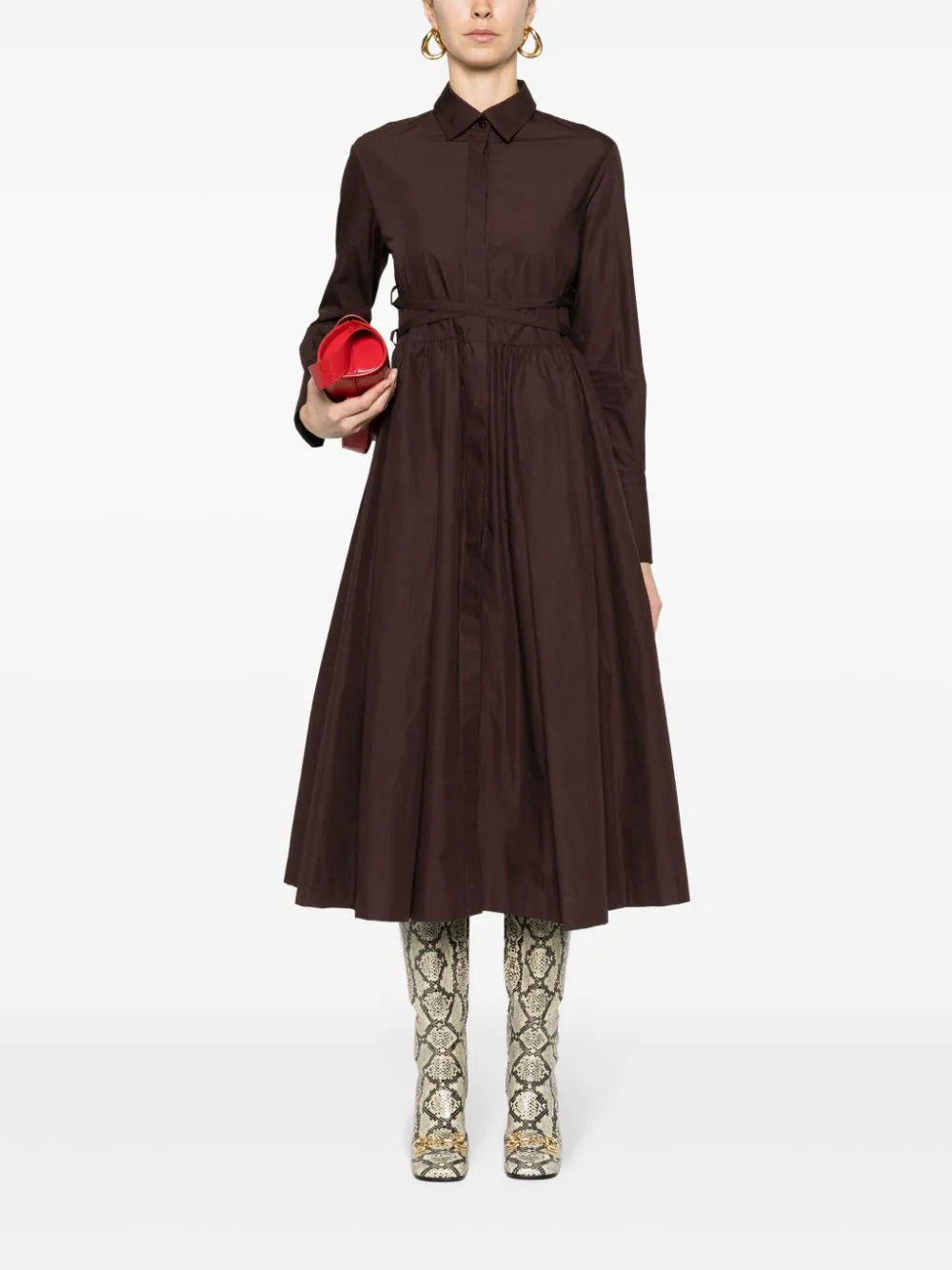 Patou-Long-Pleated-Shirt-Dress-Brown-2