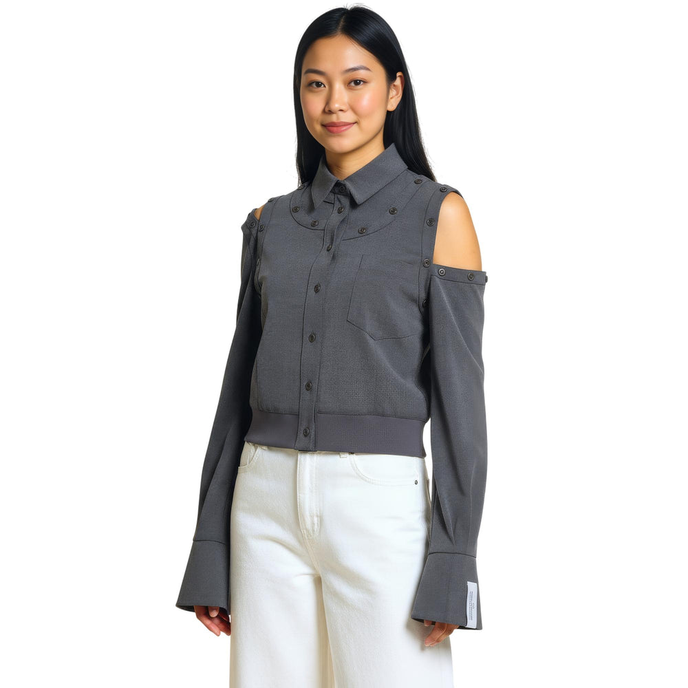 Club21 - ROKH - Buttoned Sleeve Shirt - WOVEN TOPS - Grey