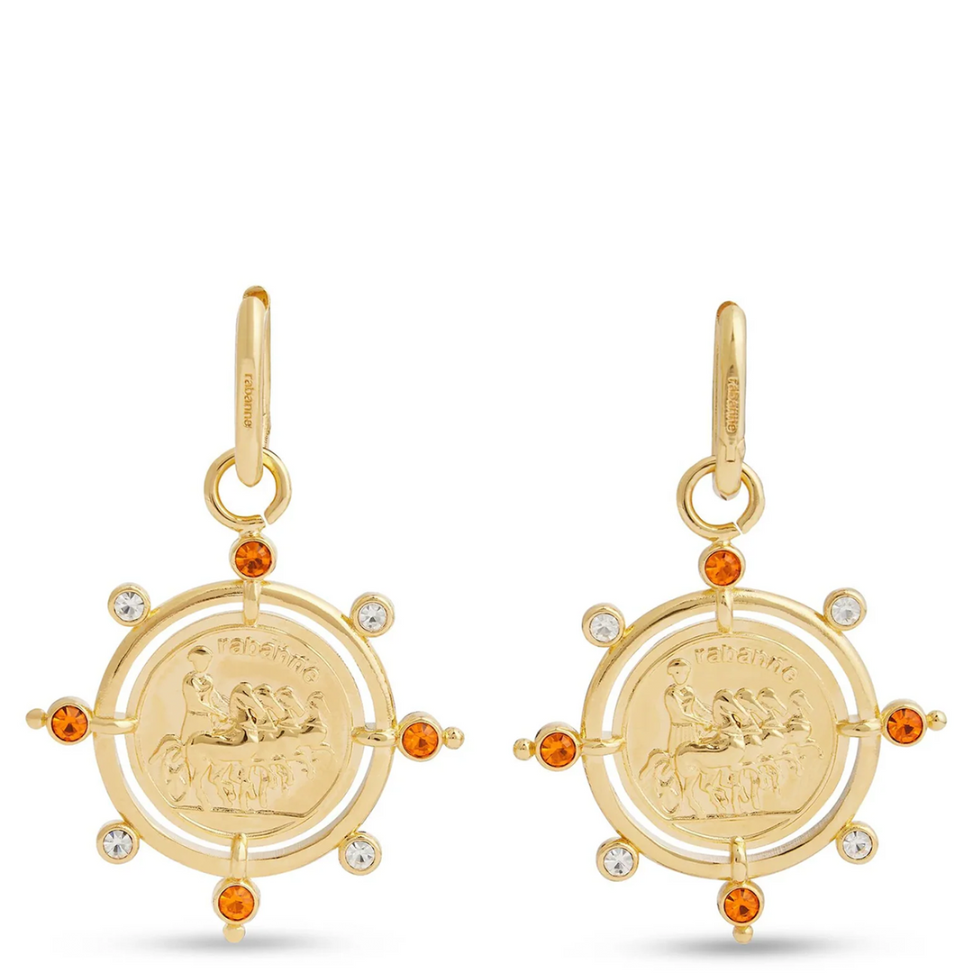 Sun Date Medal Earrings