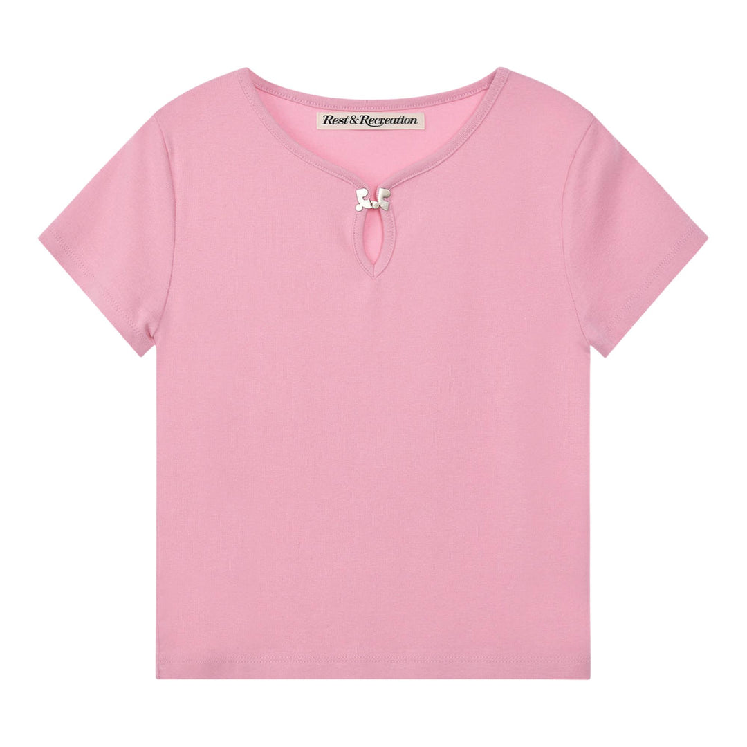 Club21 - Rest&Recreation - U-Neck Logo Clip Top - TEES - Pink
