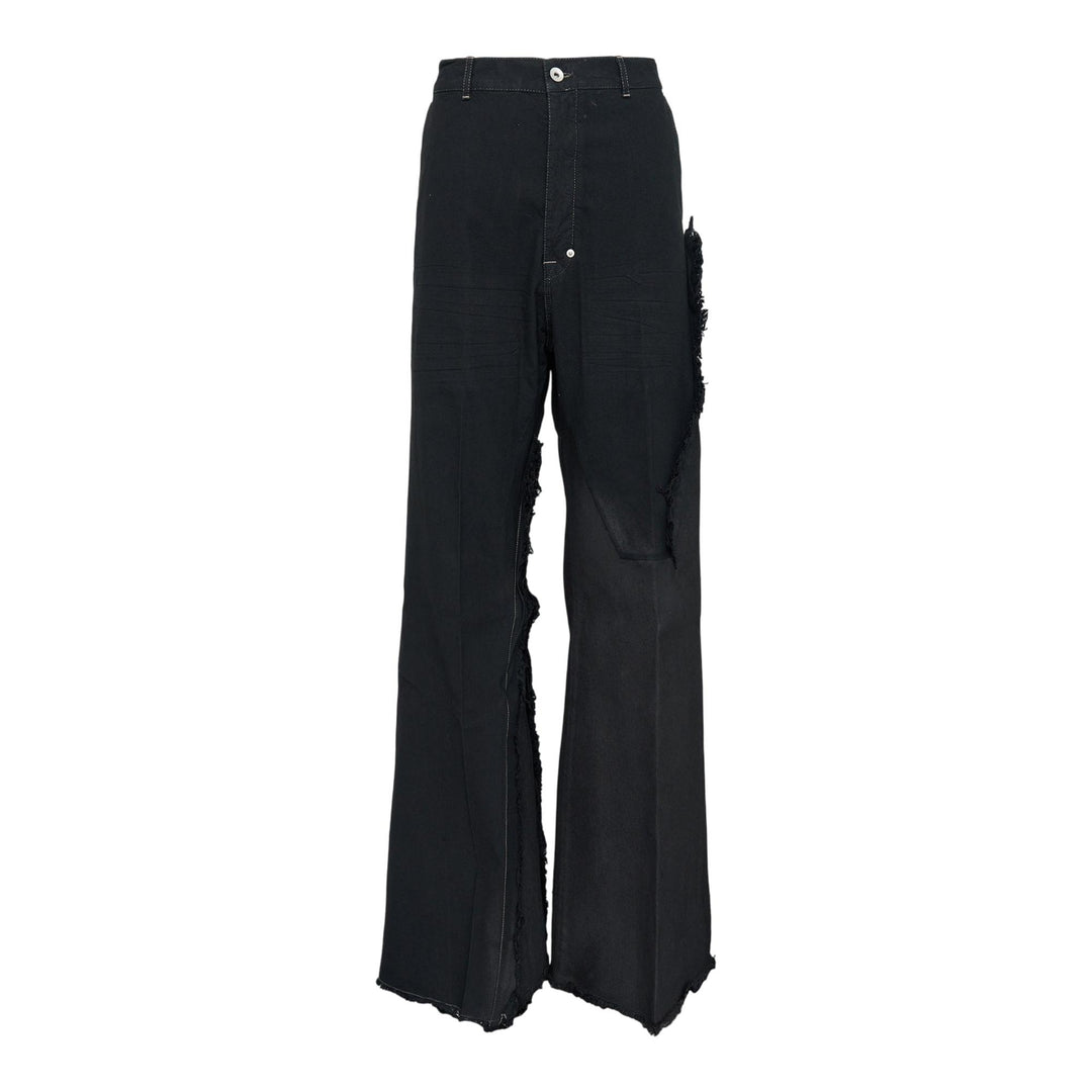 Club21 - Rick Owens - Joris Trousers 13oz Blackety Black Denim And Cotton Tela - JEANS - Black
