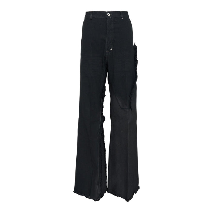 Club21 - Rick Owens - Joris Trousers 13oz Blackety Black Denim And Cotton Tela - JEANS - Black