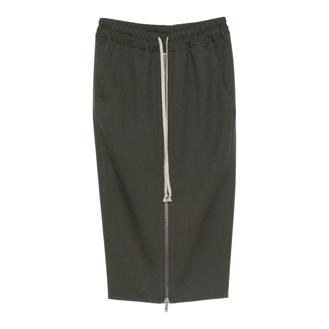 Club21 - Rick Owens - Zipped Short Pillar Wool Drill - SKIRTS - Green