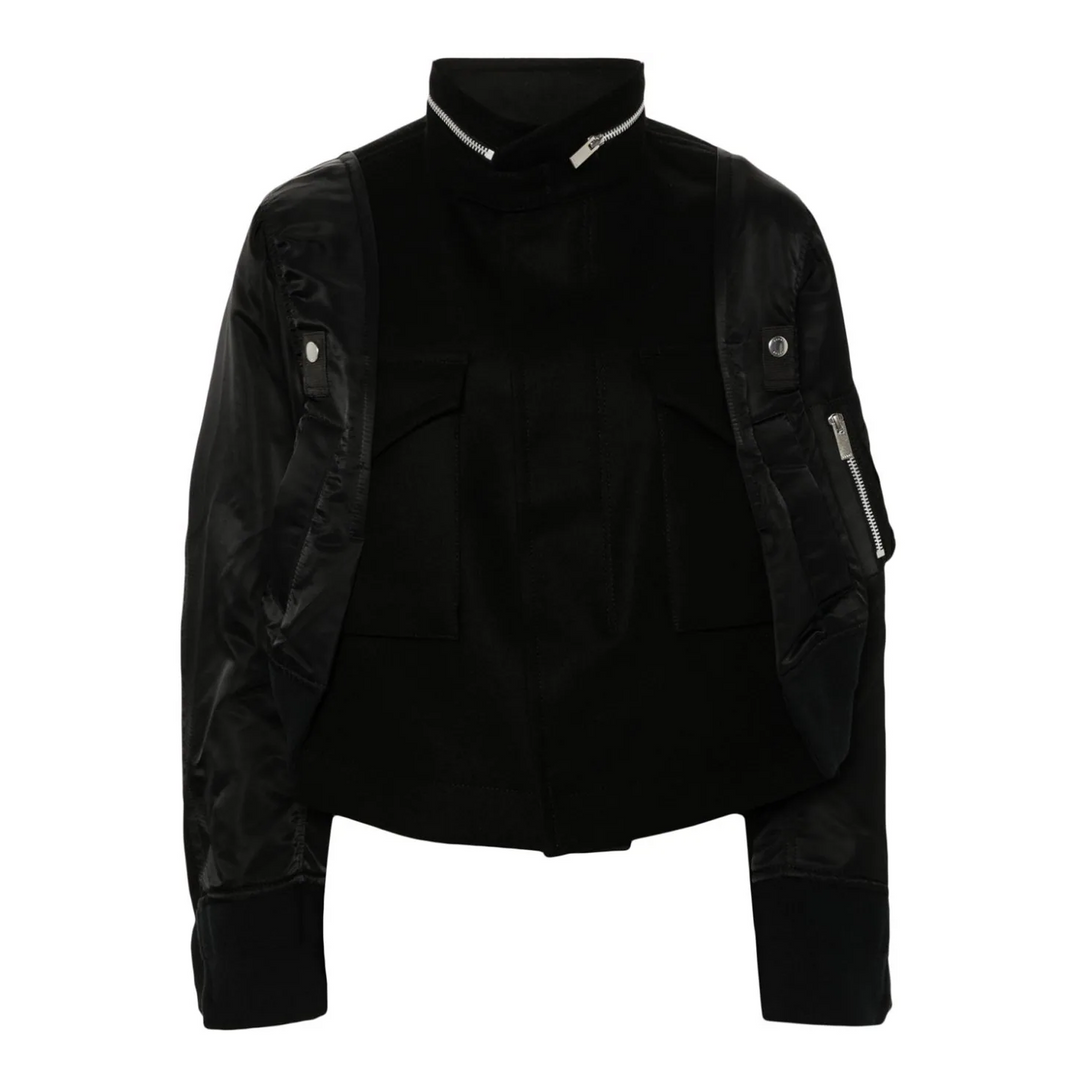  SACAI_Wool_Melton_x_Nylon_Twill_Jacket-Black