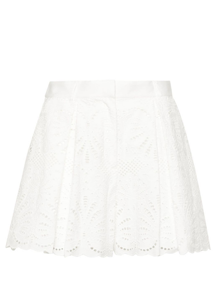 SELF-PORTRAIT_WhiteCottonEmbroideryShorts_White