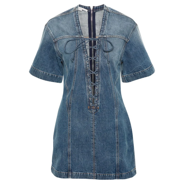 Mid Vintage Blue Lacing Dress