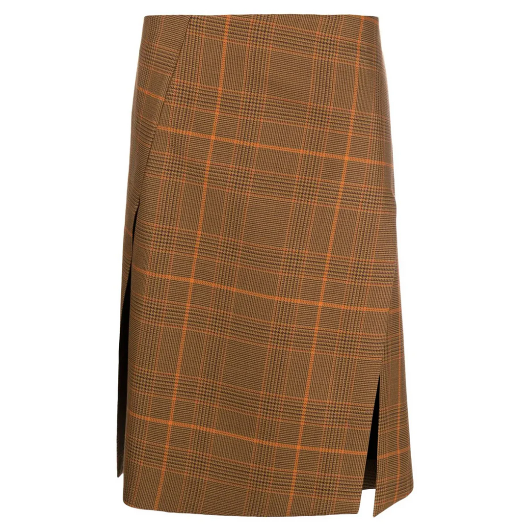 中長開衩半身裙