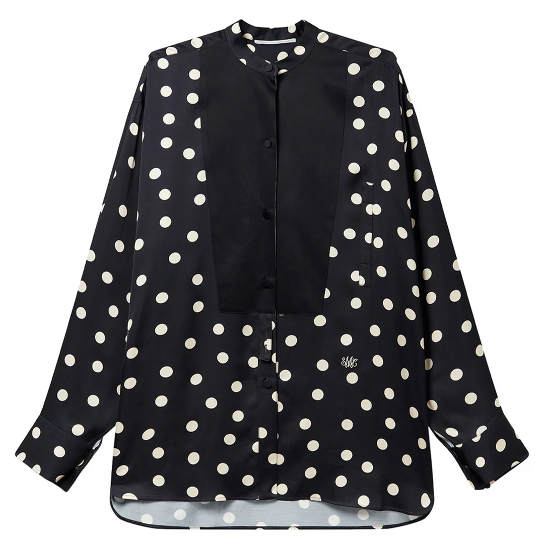 Polka Dots Print Plastron Shirt