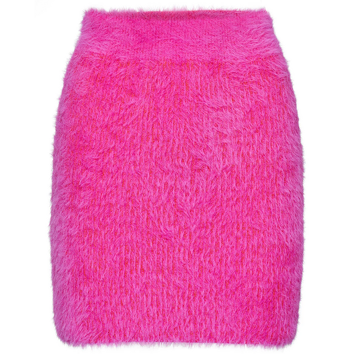 Wool Mix Fluffy Knit Skirt