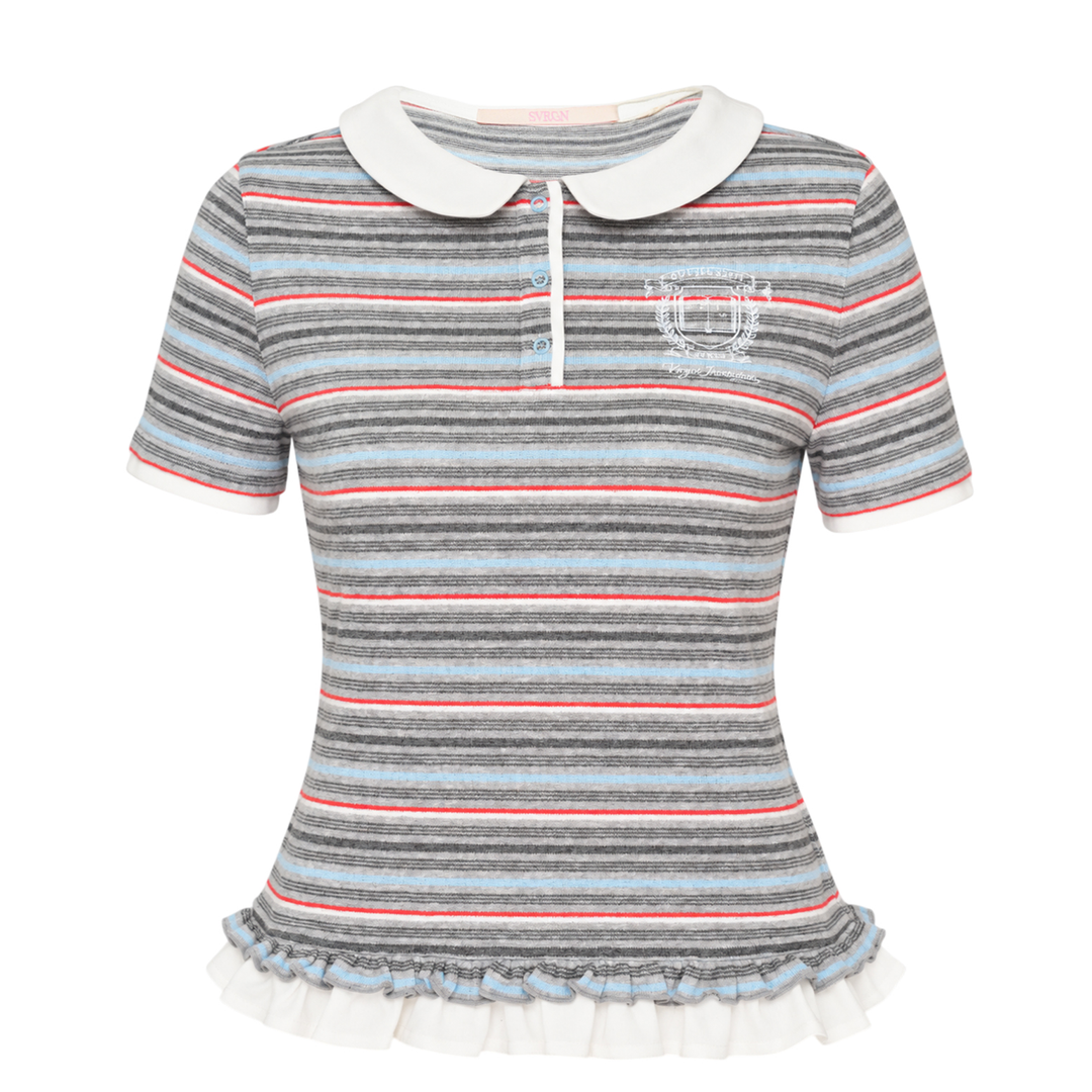 條紋針織 Polo 衫