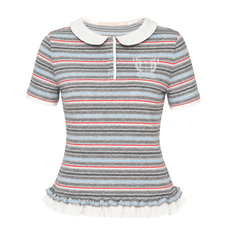 條紋針織 Polo 衫