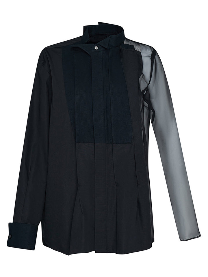    Sacai-Chiffon-Mix-Cotton-Poplin-Shirt-Black-1