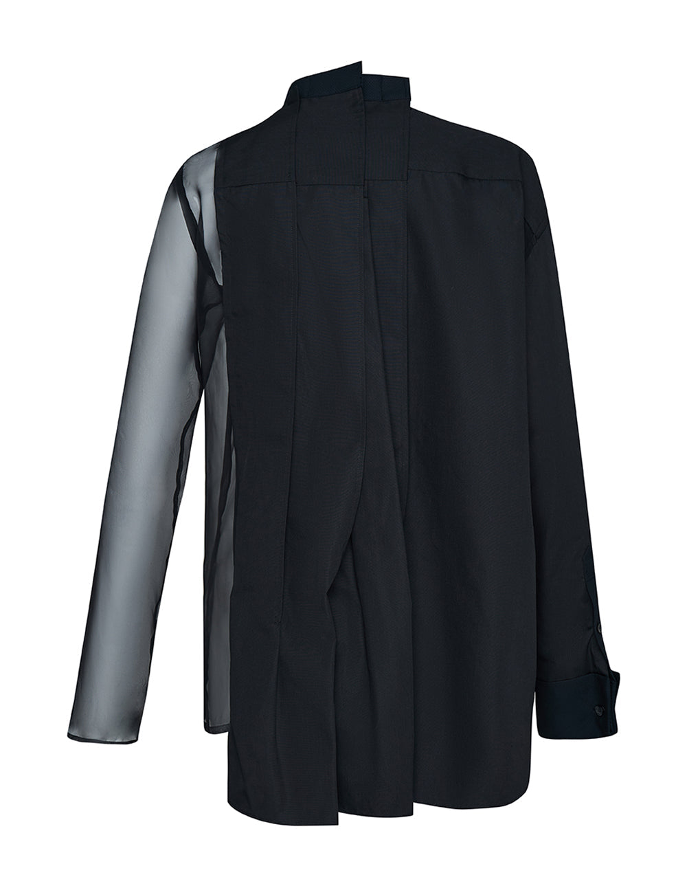 Sacai-Chiffon-Mix-Cotton-Poplin-Shirt-Black-2