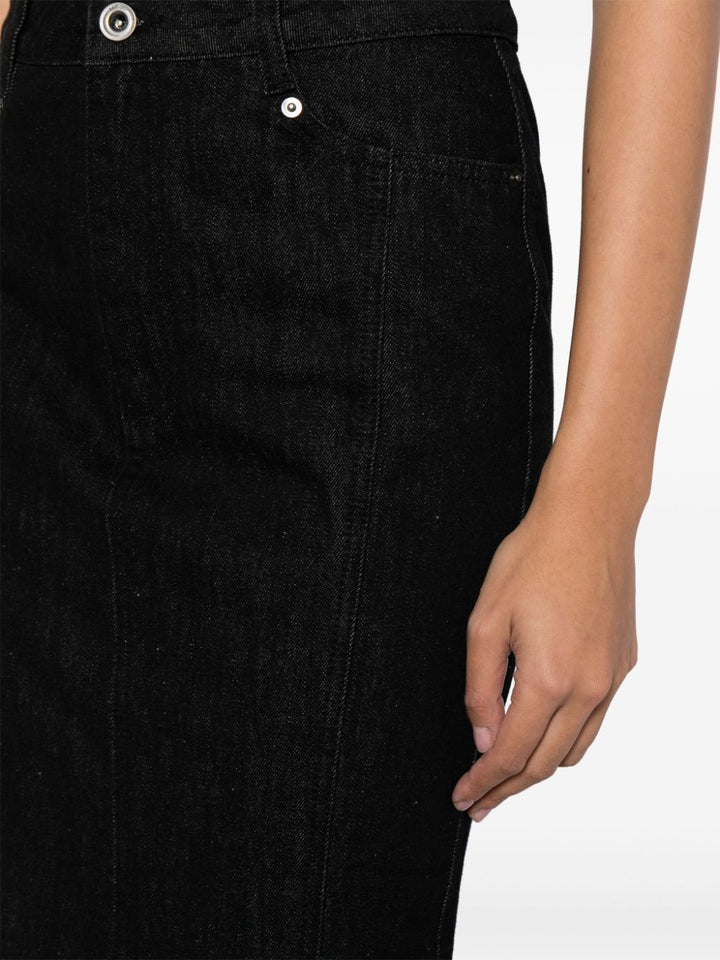 Self-Portrait-Black-Denim-Flared-Maxi-Skirt-Black-5