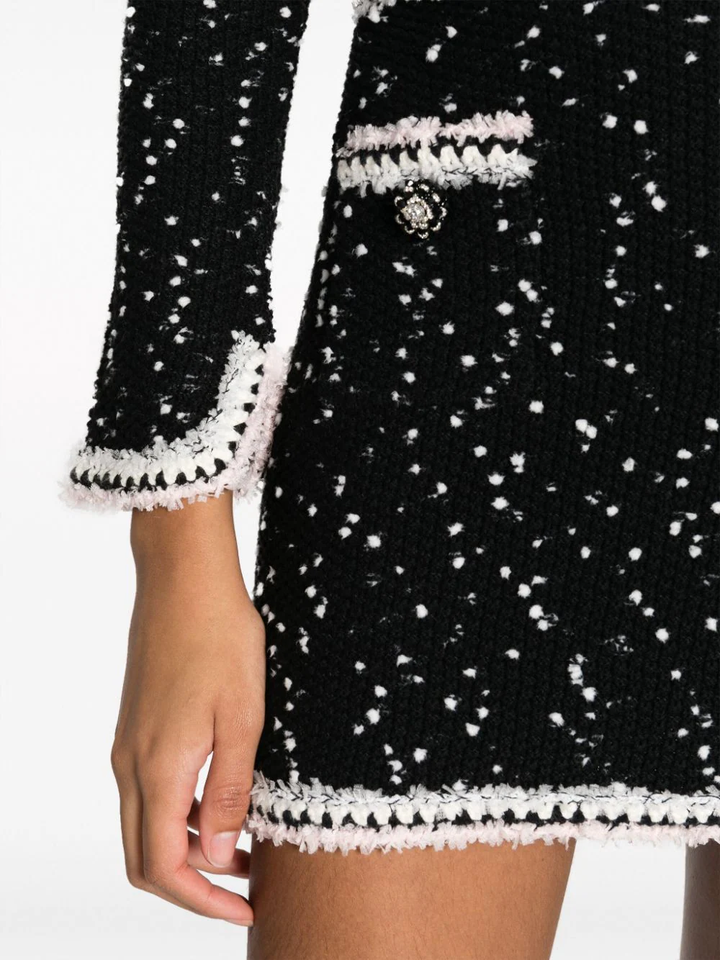 Self-Portrait-Black-White-Knit-Skirt-Multi-5