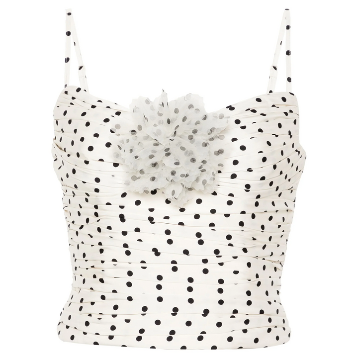 Cream Polka Dot Satin Top