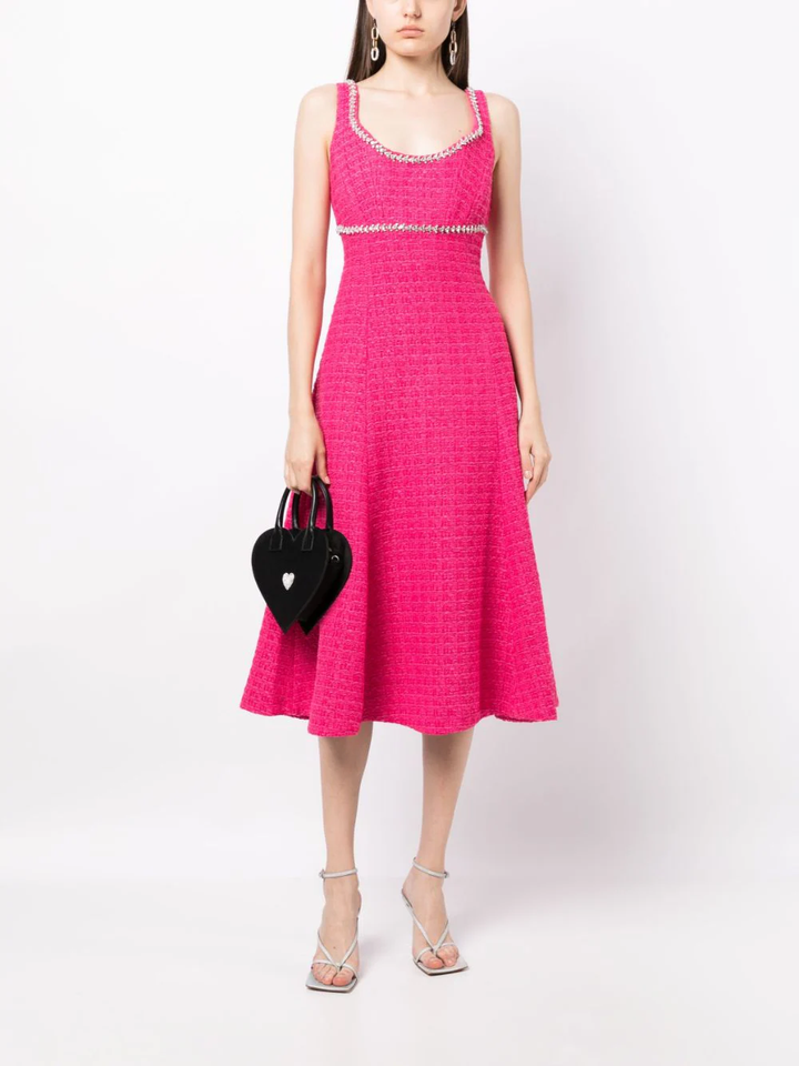 Self Portrait Fuchsia Boucle Midi Dress Pink 2