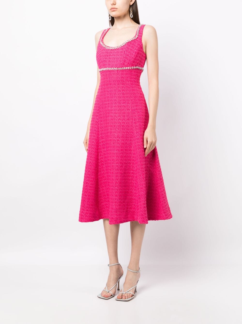 Self Portrait Fuchsia Boucle Midi Dress Pink 3