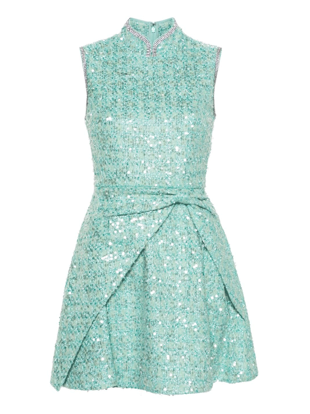 Self-Portrait-Green-Boucle-Gathered-Mini-Dress-Green-1