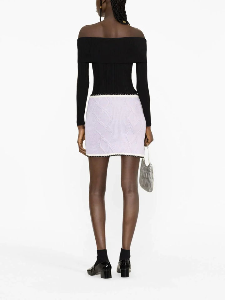 Self-Portrait Lilac Knit Mini Skirt Purple 4