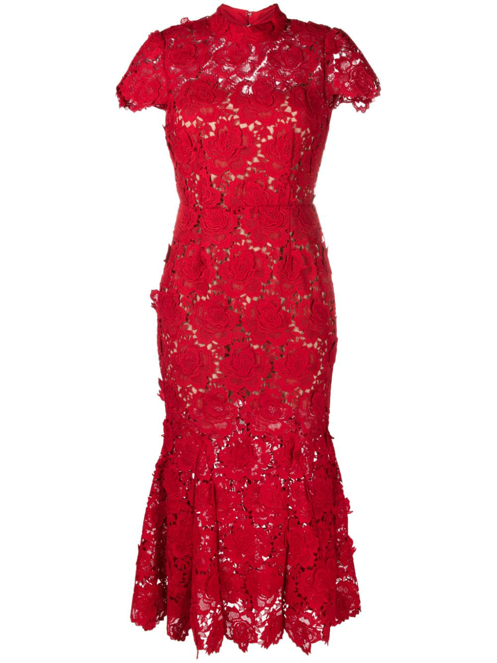 Self-Portrait-Red-Flower-Lace-Midi-Dress-Red-1