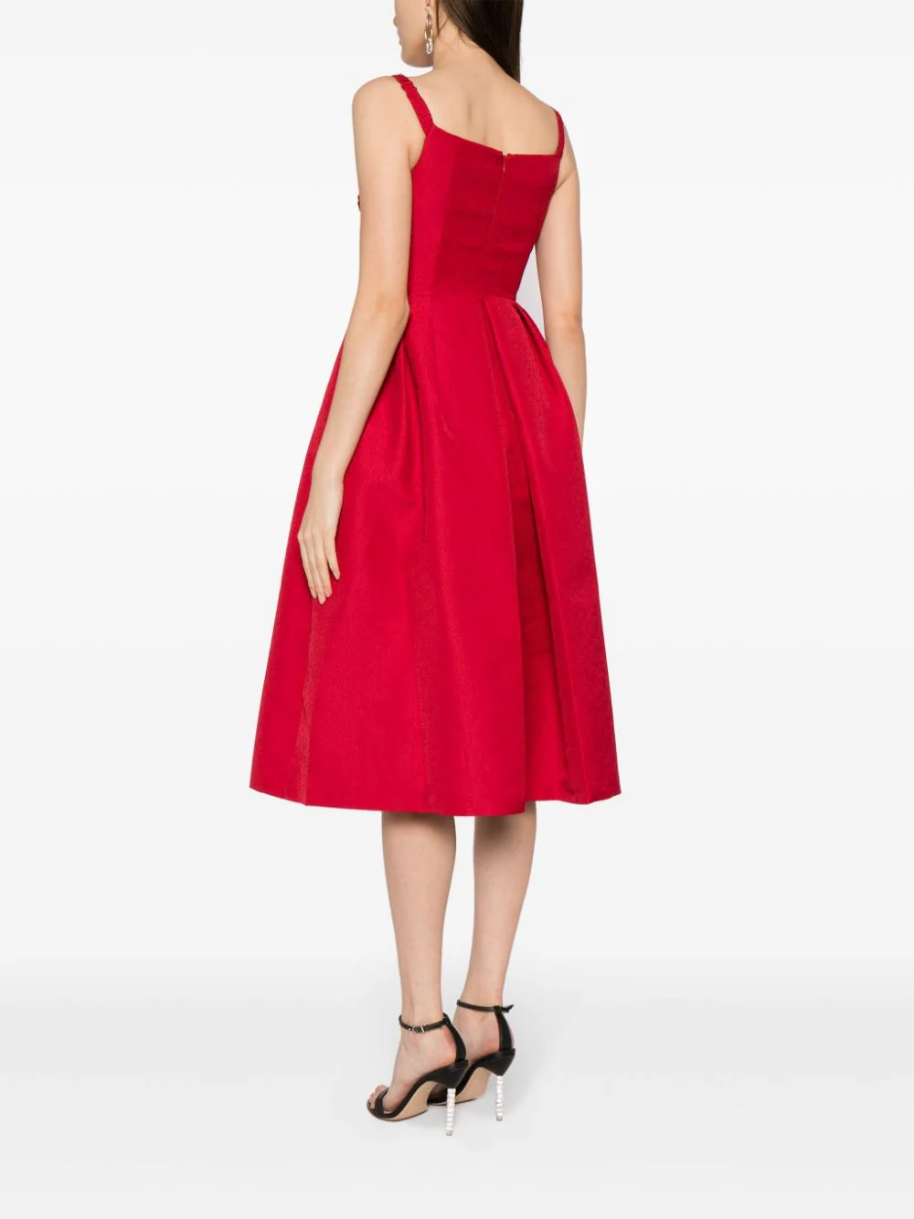 Self-Portrait-Red-Textured-Diamante-Midi-Dress-Red-4