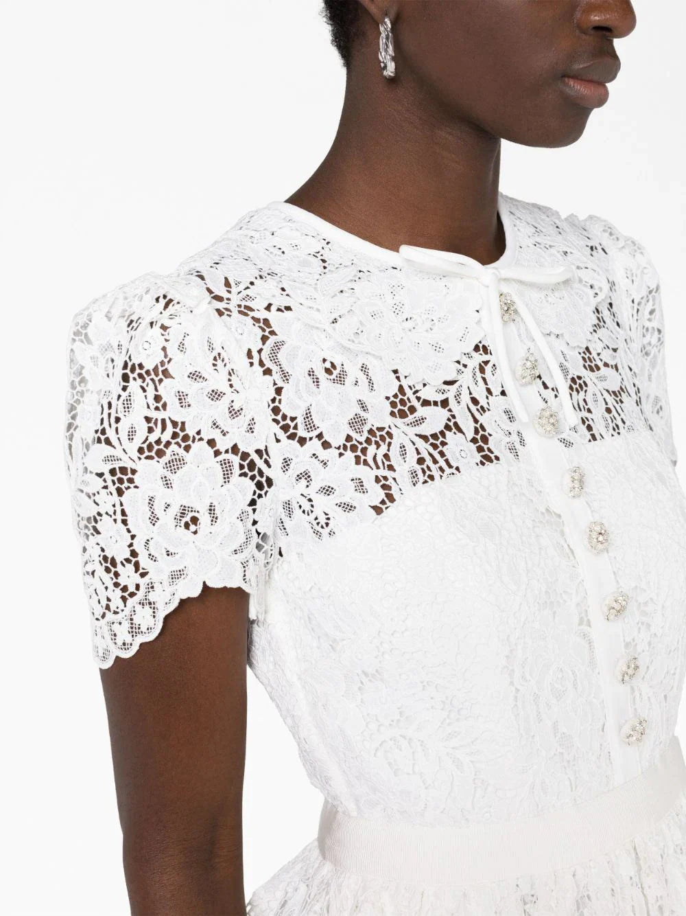 Self-Portrait White Cord Lace Collar Mini Dress White 5