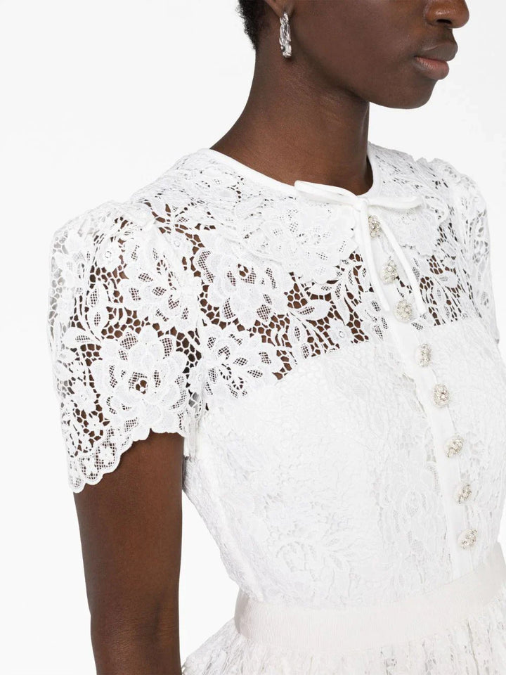 Self-Portrait White Cord Lace Collar Mini Dress White 5