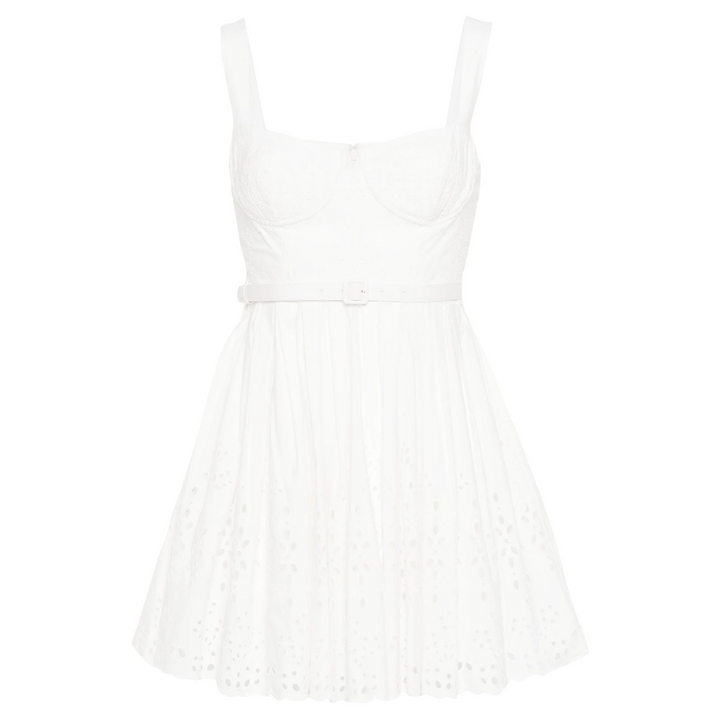 White Cotton Broderie Midi Dress