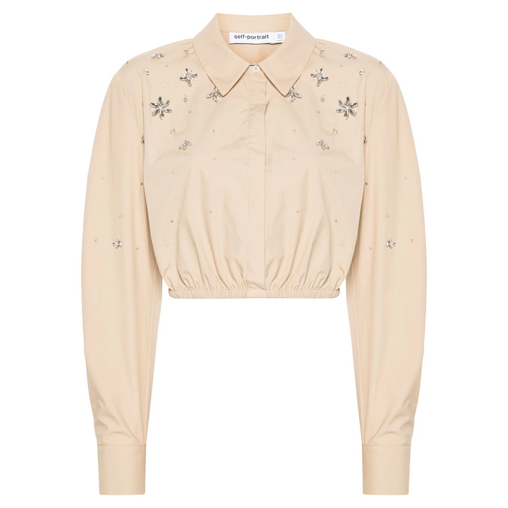 Beige Cotton Embellished Top