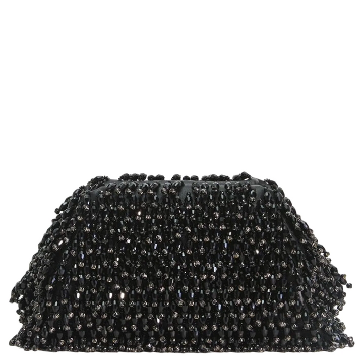 Black Crystal Embroidery Clutch Bag