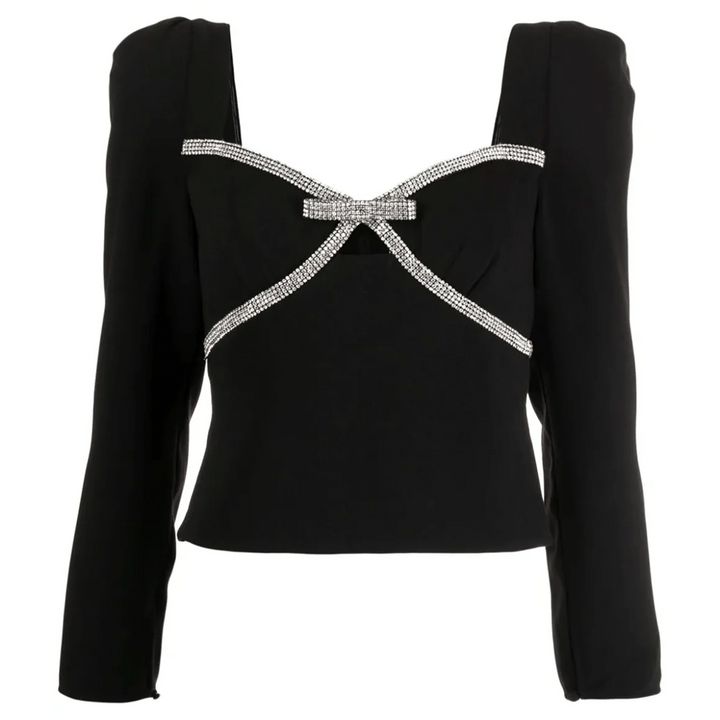 Black Diamante Bow Top