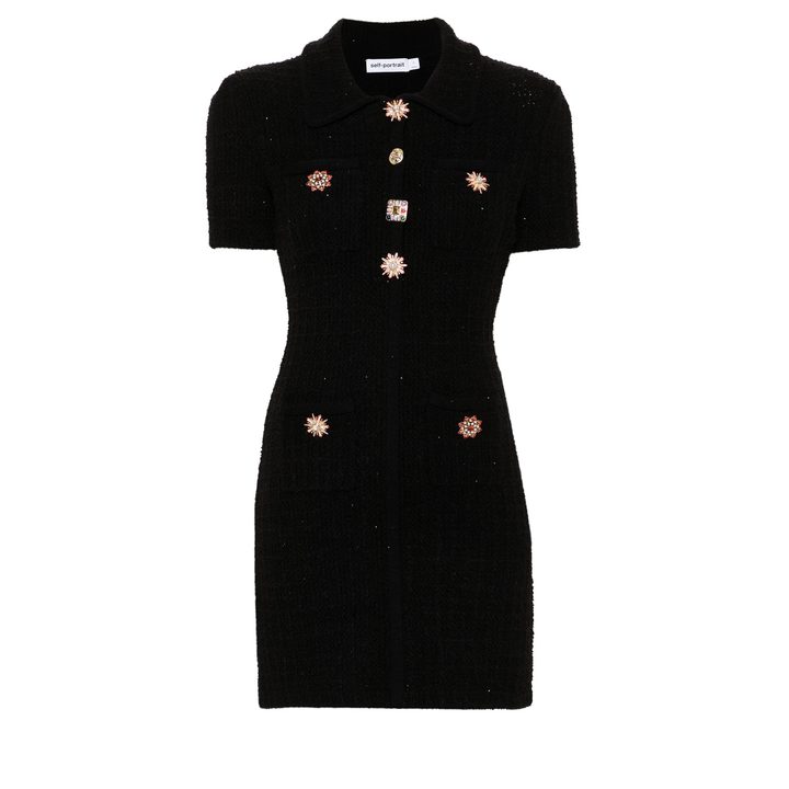 Self-Portrait_Black_Jewel_Button_Knit_Mini_Dress-Black