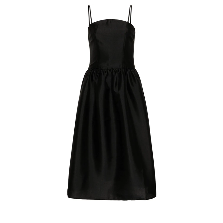 Self-Portrait_Black_Taffeta_Midi_Dress-Black