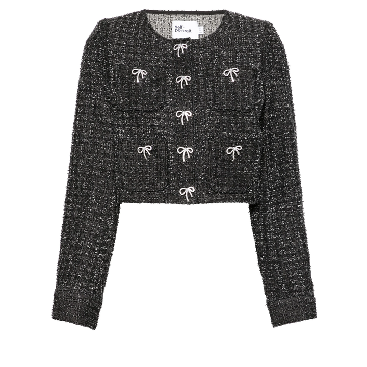 Self-Portrait_Black_Textured_Denim_Jacket-Black