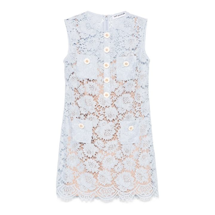 Blue Fine Lace Mini Dress