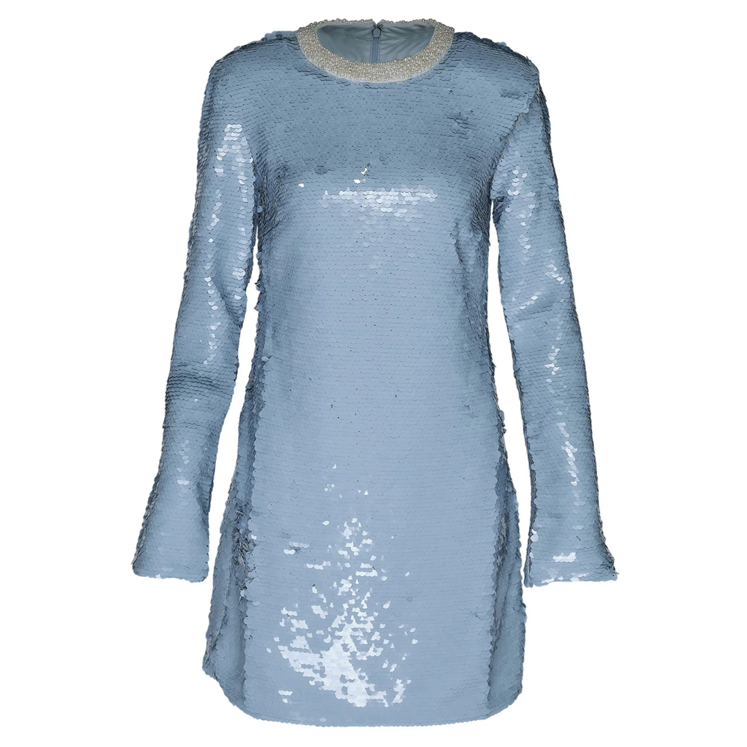 Blue Sequin Mini Dress