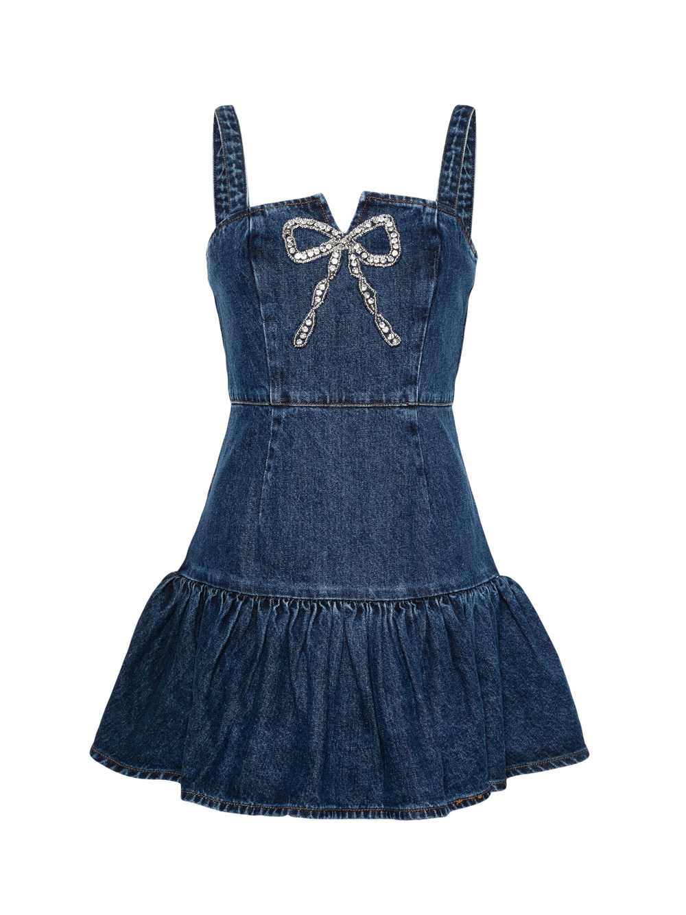 Self-Portrait_Bow_Denim_Mini_Dress-Denim